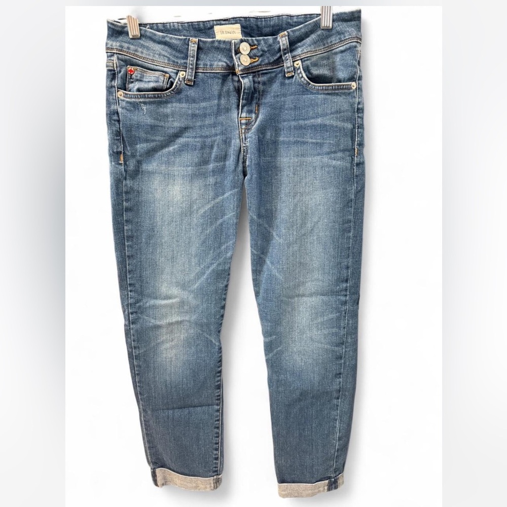 Hudson blue denim low-rise cropped skinny jeans